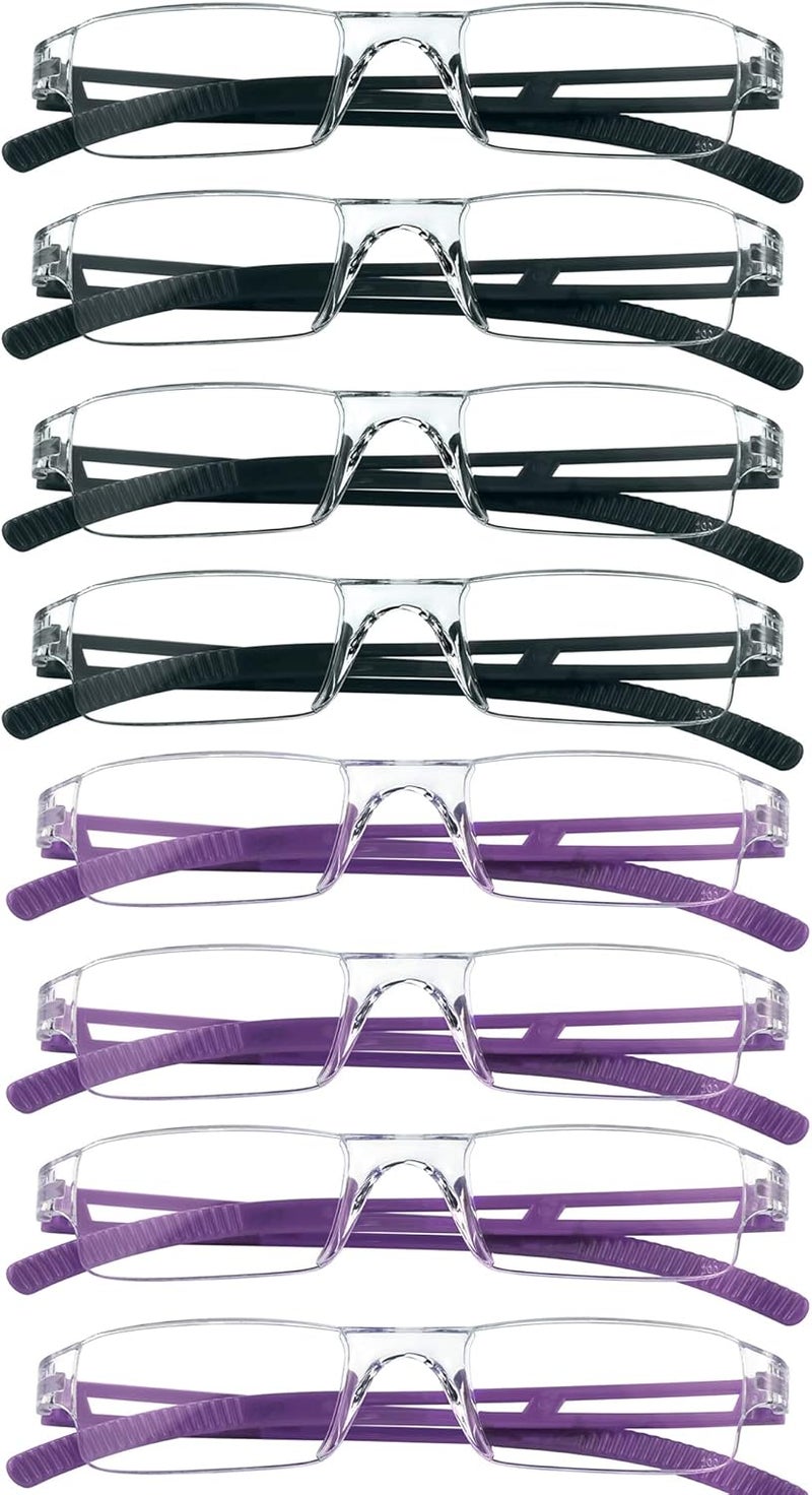 VisionGlobal 5/8 Pairs Reading Glasses, Computer Reading Glasses for Women and Men, Fashion Square Eyewear Frame - Image 1