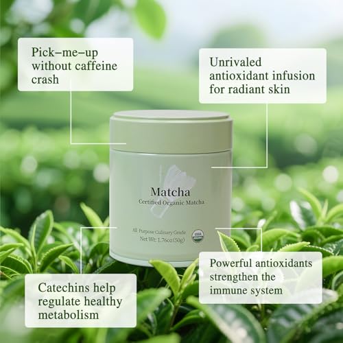 MatchAdmire Matcha Powder Premium First Harvest USDA Certified Organic Green Tea Matcha latte Rich Flavor 100 Vegan with No Fillers RadiationFree 50g Culinary Grade Matcha - Image 5