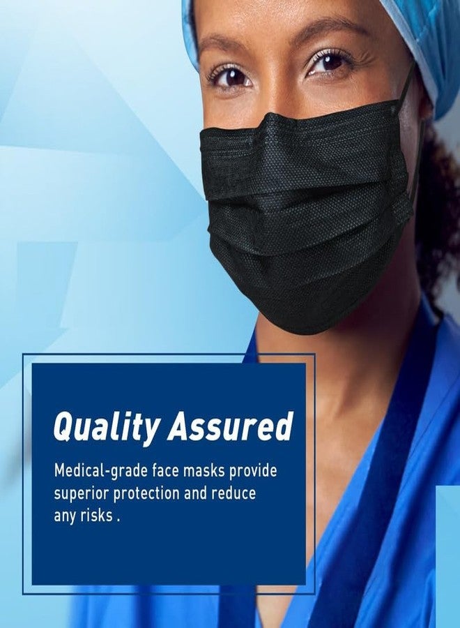 نيونيك قناع جراحي نيونيك ثلاثي الطبقات للاستخدام مرة واحدة، مصنوع من قماش غير منسوج (أسود) | أقنعة جراحية قماشية للاستخدام مرة واحدة مع مشبك للأنف، مناسبة للجنسين | عبوة من 100 - Image 5