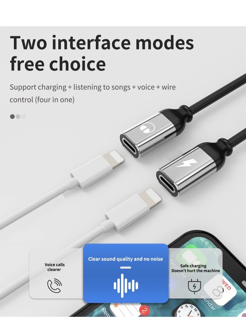 SYOSI for iphone Headphone Adapter, Dual Lightning Adaptador Para for Apple Splitter Audio and Charge Charger Earphone 2 in 1 Dongle Jack Earbud Cable Compatible for iPhone 13 12 11 Pro Max, 2PCS  - Image 2