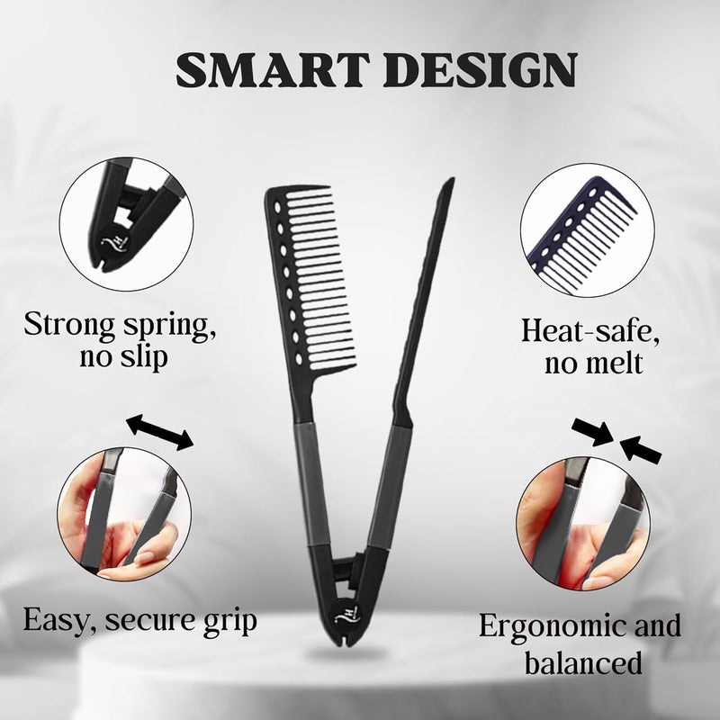 HerStyler Hair Comb For Straightening - Protects Hands - No More Knots - Styles Like A Pro - Versatile Hair Styling Comb - Travel Friendly (Black, Plastic, Dry Hair, 1 Count Pack of 1) - Image 3