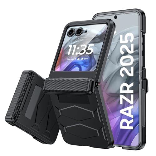 Vizvera for Motorola Razr 2026/2025 Case with Hinge Cover,Built-in Screen Protector Shockproof All-Inclusive Cover Wireless Charging for Motorola Razr 2026(Black) - Image 1