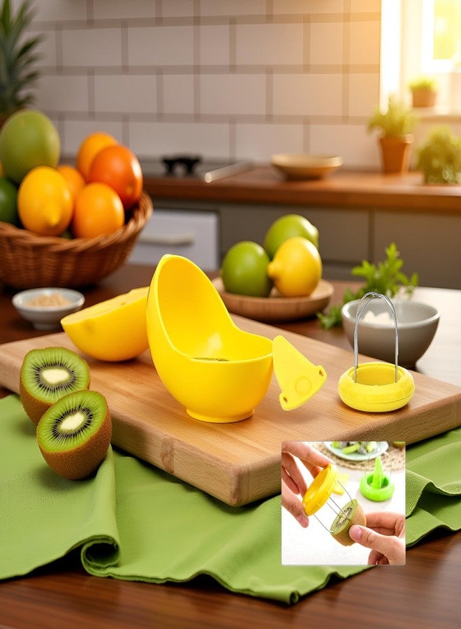 GANPUB Yellow Kiwi Peeler,Easy-Grasp Kiwi Tool,2-In-1 Stainless Steel Kiwi Fruit Peeler and Kiwi Cutter for Kiwi,Dragon Fruit, Etc Peelers - Image 4