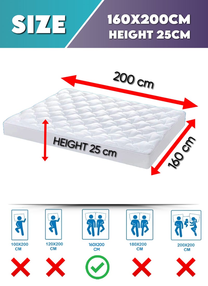 Blueberry Extra Deep Quilted Mattress Protector Bed Topper Cover 160X200+25Cm  - Image 2