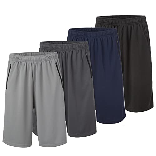 Essential Elements Men’s Athletic Shorts 4 Pack – Quick-Dry Moisture Wicking Basketball, Gym & Workout Shorts with Pockets - Image 1