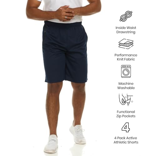 Essential Elements Men’s Athletic Shorts 4 Pack – Quick-Dry Moisture Wicking Basketball, Gym & Workout Shorts with Pockets - Image 5