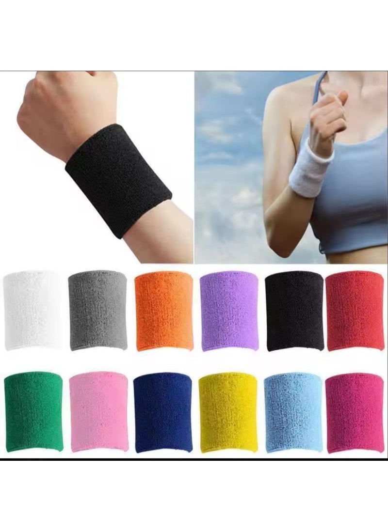 Generic Antique Hand Tubular Wristbands for Men and Women Sports Wristbands made of Terry Cotton for Basketball, Tennis, Football, Baseball, Running, Gym (1 Pair - Multicolor)  - Image 1