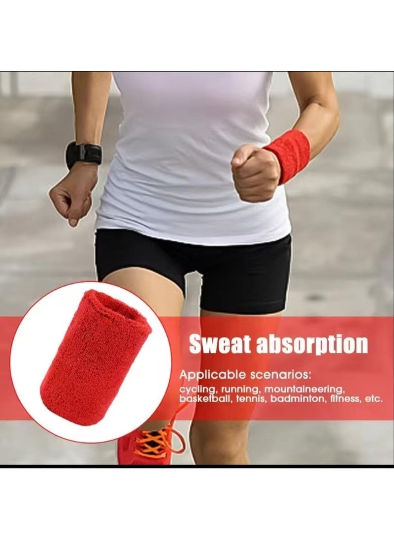 Generic Antique Hand Tubular Wristbands for Men and Women Sports Wristbands made of Terry Cotton for Basketball, Tennis, Football, Baseball, Running, Gym (1 Pair - Multicolor)  - Image 3