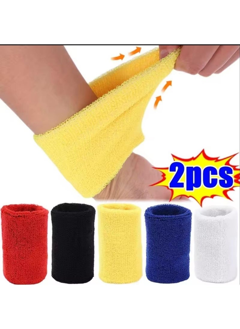 Generic Antique Hand Tubular Wristbands for Men and Women Sports Wristbands made of Terry Cotton for Basketball, Tennis, Football, Baseball, Running, Gym (1 Pair - Multicolor)  - Image 2