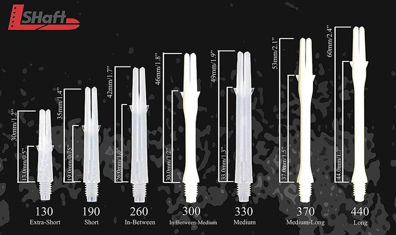 Dart Shafts: for Soft Tip and Steel Tip Darts - Clear 370 (Extra Long Slim)