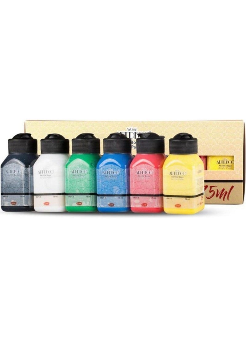 Painting Set Mini Easel + 6 Color Acrylic Paint + Canvas + Palette + 3 Size Brush