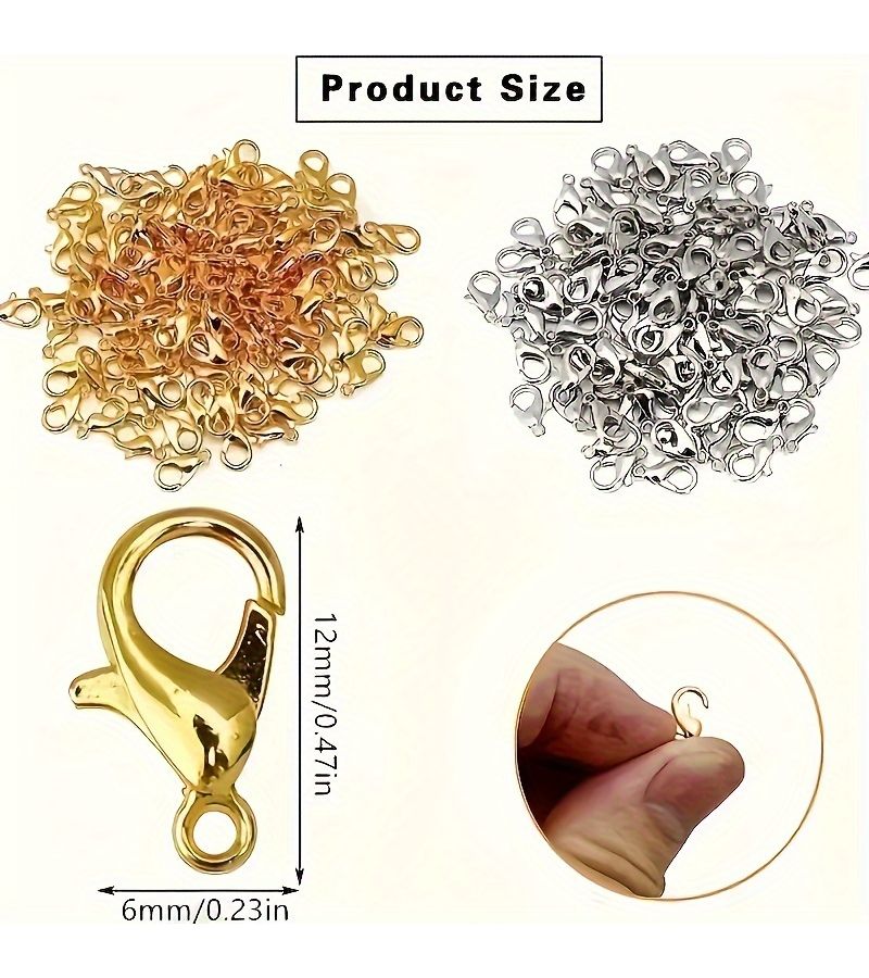 50Pcs Gold Lobster Clasps 6x12mm Connector Hooks for DIY Jewelry Making - Image 2