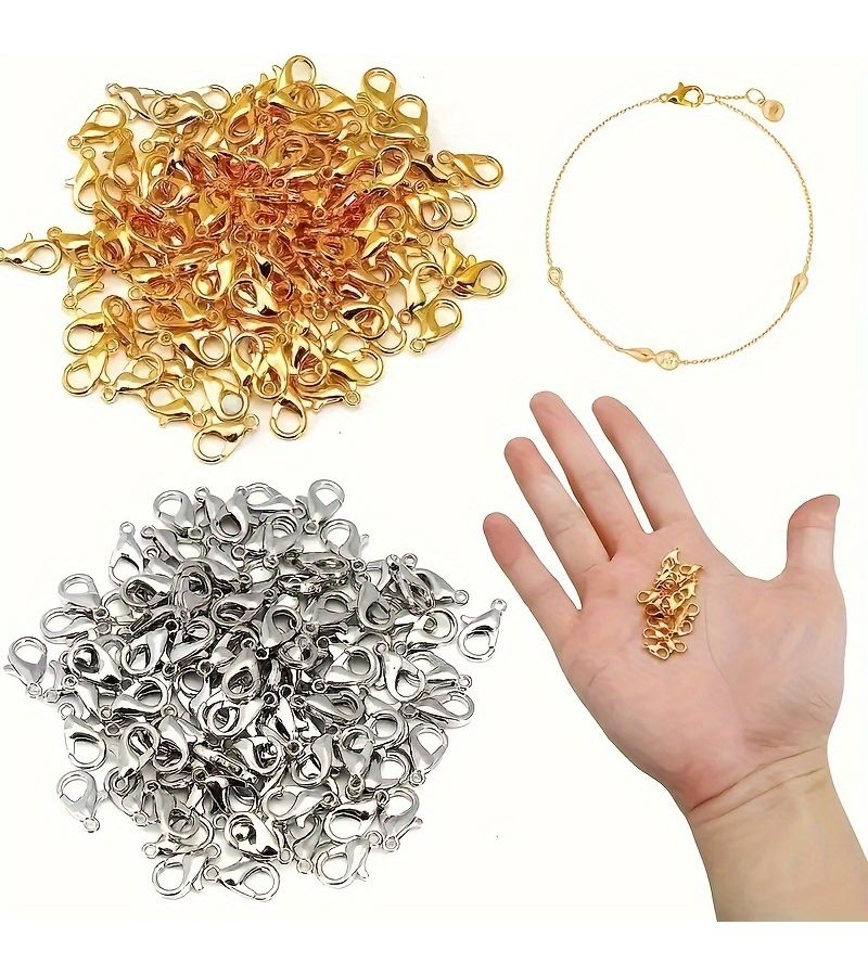 50Pcs Gold Lobster Clasps 6x12mm Connector Hooks for DIY Jewelry Making - Image 3