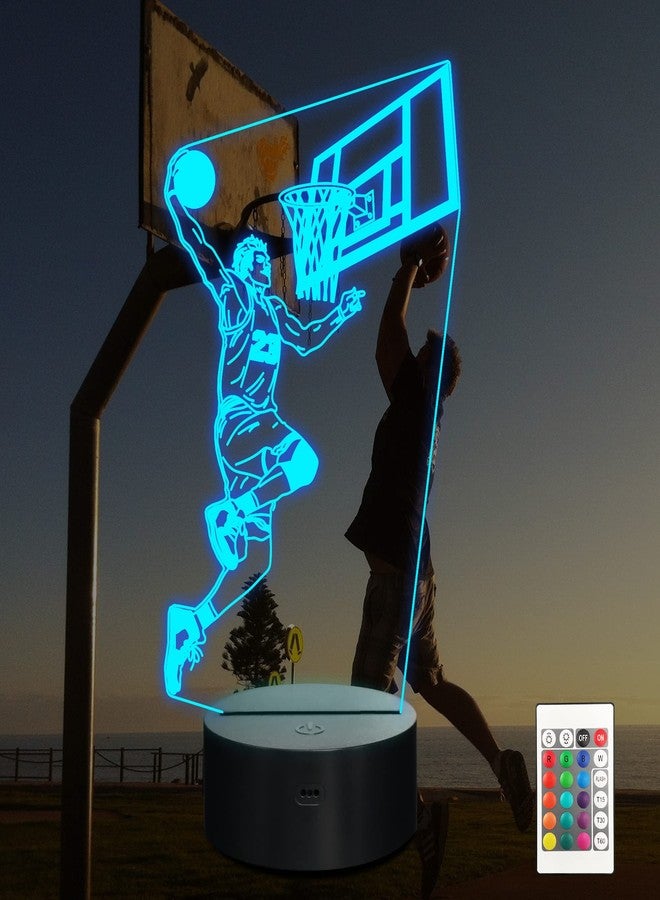 Ammonite Basketball Player 3D Night Light, LED Bedside Lamp for Kids, 16 Colors Changing with Remote Control and Timing Function Kids Bedroom Decor as Xmas Holiday Birthday Gifts for Boys Girls - Image 1
