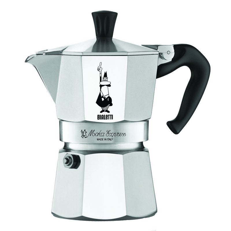 Bialetti - Moka Express: Iconic Stovetop Espresso Maker, Makes Real Italian Coffee, Moka Pot 3 Cups (4.3 Oz - 130 Ml), Aluminium, Silver - Image 1