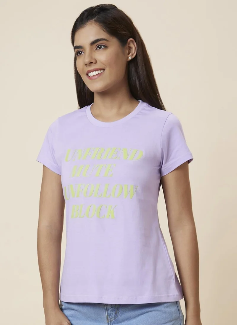 globus Globus Women Typography Printed Pure Cotton T-Shirt