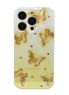Houmt iPhone 14 Pro Case Cute Girls Women Butterfly Design Laser Bling Glitter Soft Silicone Bumper Protective Phone Cover  - Image 1