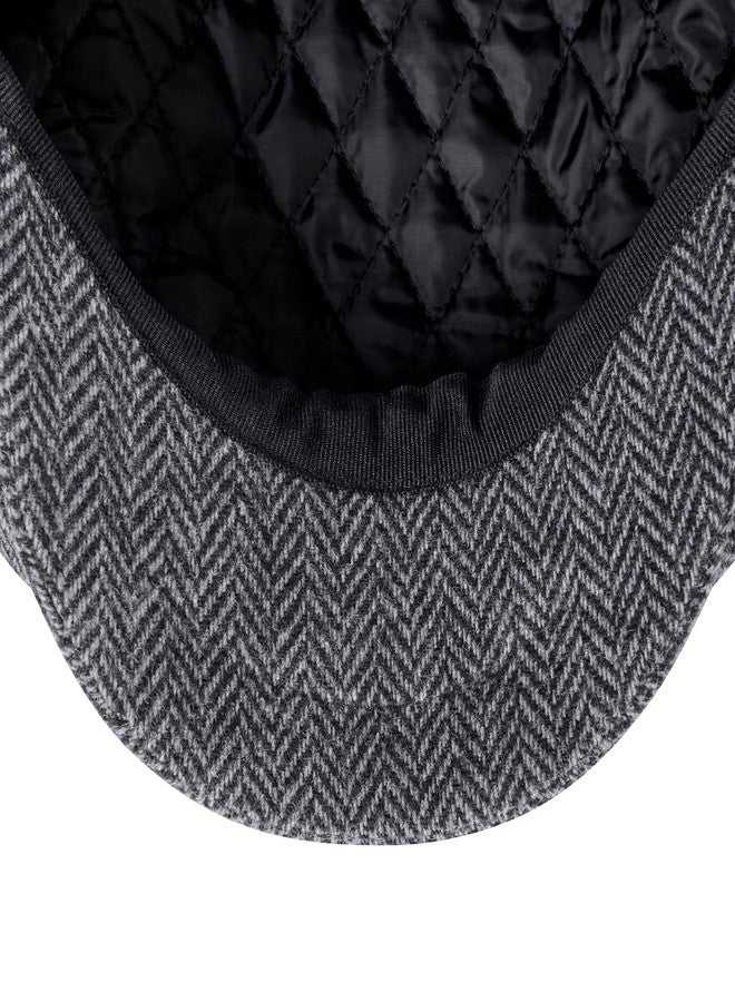 قبعة فينيون الرجالية الصوفية ذات 8 أجزاء من قماش التويد اللبلاب، قبعة مسطحة لسائقي سيارات الأجرة، قبعة بيكر بوي (رمادي متعرج، 7 1/4) - Image 5