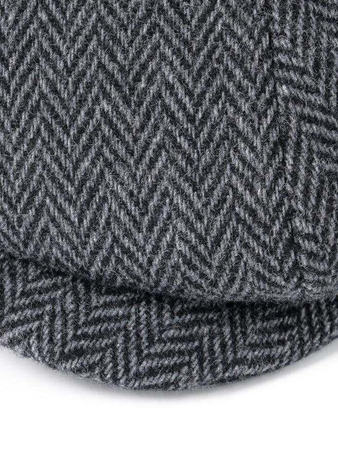 قبعة فينيون الرجالية الصوفية ذات 8 أجزاء من قماش التويد اللبلاب، قبعة مسطحة لسائقي سيارات الأجرة، قبعة بيكر بوي (رمادي متعرج، 7 1/4) - Image 4