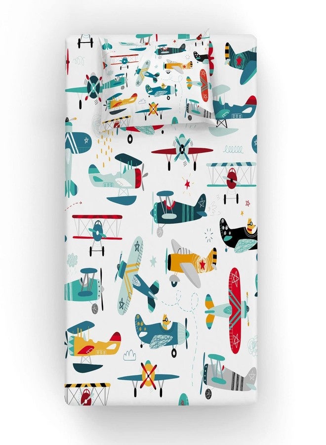 Yasida Airplane Twin Bed Sheets Kids Twin Bed Fitted Sheets and Pillowcases(1Fitted Sheet and 1Pillowcase) Twin Sheets Set Kids, Airplane Printed Bed Sheets for Girls or Boys - Image 3