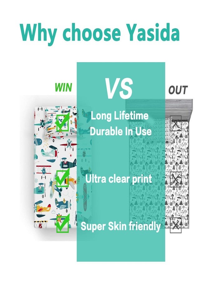 Yasida Airplane Twin Bed Sheets Kids Twin Bed Fitted Sheets and Pillowcases(1Fitted Sheet and 1Pillowcase) Twin Sheets Set Kids, Airplane Printed Bed Sheets for Girls or Boys - Image 4