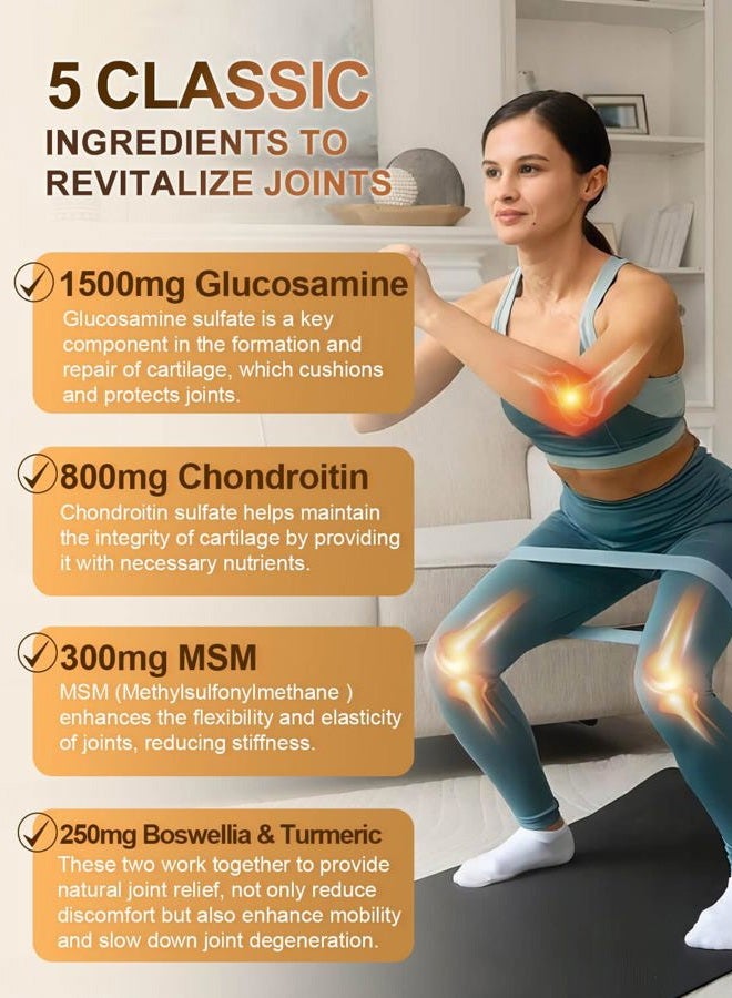 NATURE TARGET Glucosamine Chondroitin - Joint Supplement for Women & Men, Plus MSM, Collagen, Shellfish Free, 120 Counts - Image 3