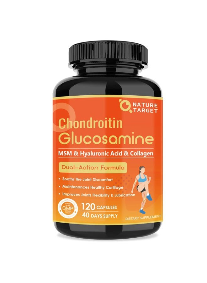 NATURE TARGET Glucosamine Chondroitin - Joint Supplement for Women & Men, Plus MSM, Collagen, Shellfish Free, 120 Counts - Image 1