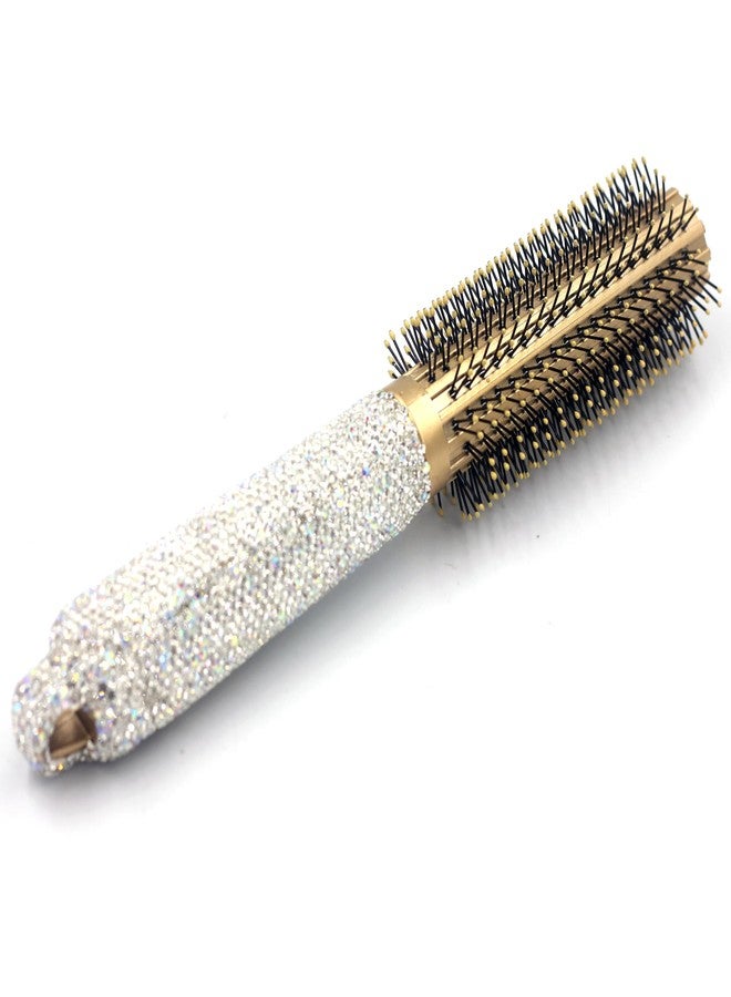 Bestbling Bling Rhinestone Round Barrel Hair Brush - Quick Drying, Frizz Reduction, Healthy Hair Styling and Curling for All Hair Types, Adds Volume (Silver) - Image 1