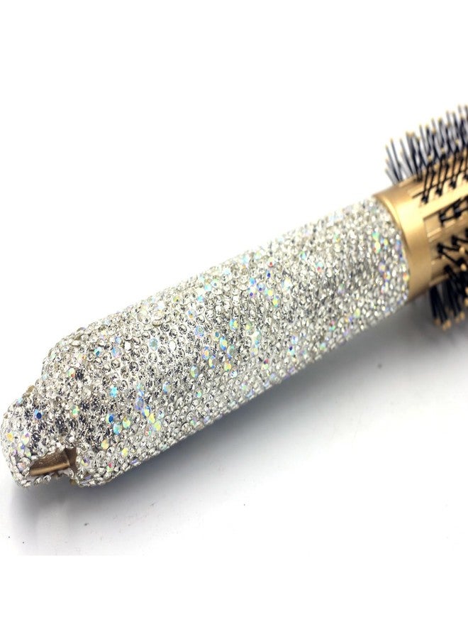 Bestbling Bling Rhinestone Round Barrel Hair Brush - Quick Drying, Frizz Reduction, Healthy Hair Styling and Curling for All Hair Types, Adds Volume (Silver) - Image 4