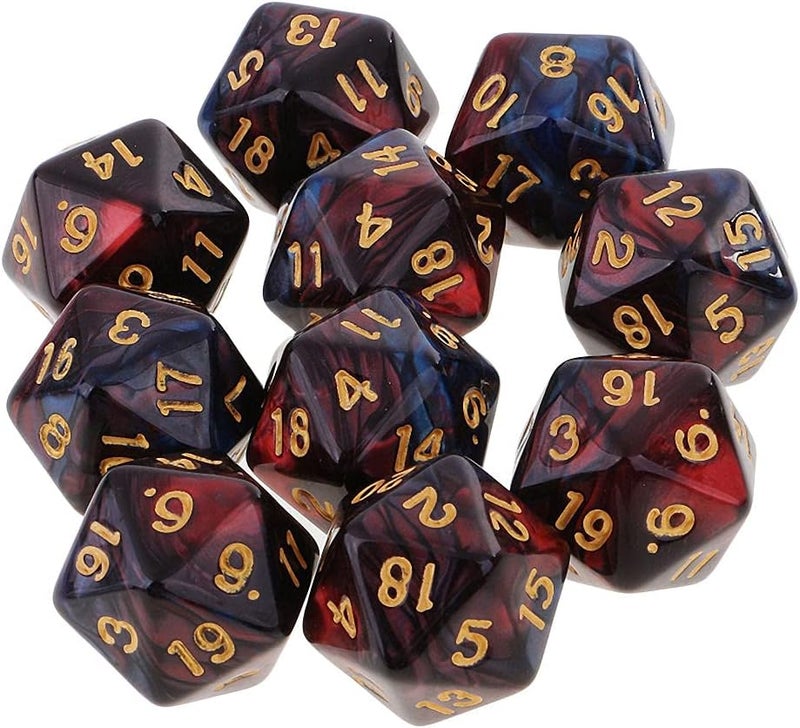 klarako 10pcs 20 Sided Dice D20 Polyhedral Dice for Game Dice - Red+Black, 16mm - Image 4