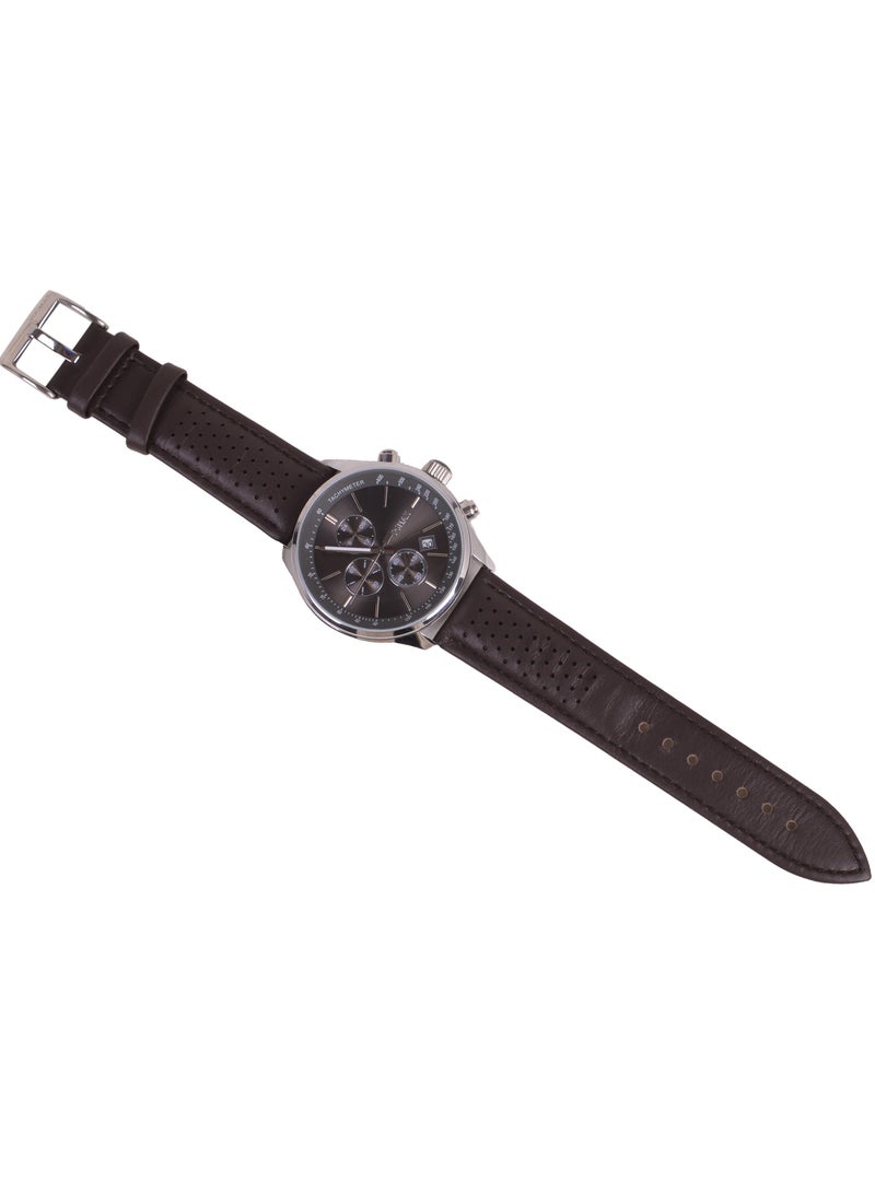 VOGMAX Men's Chronograph Multifunction   Water resistant Quartz Round Shape Leather Waterproof Wrist Watch - Image 5