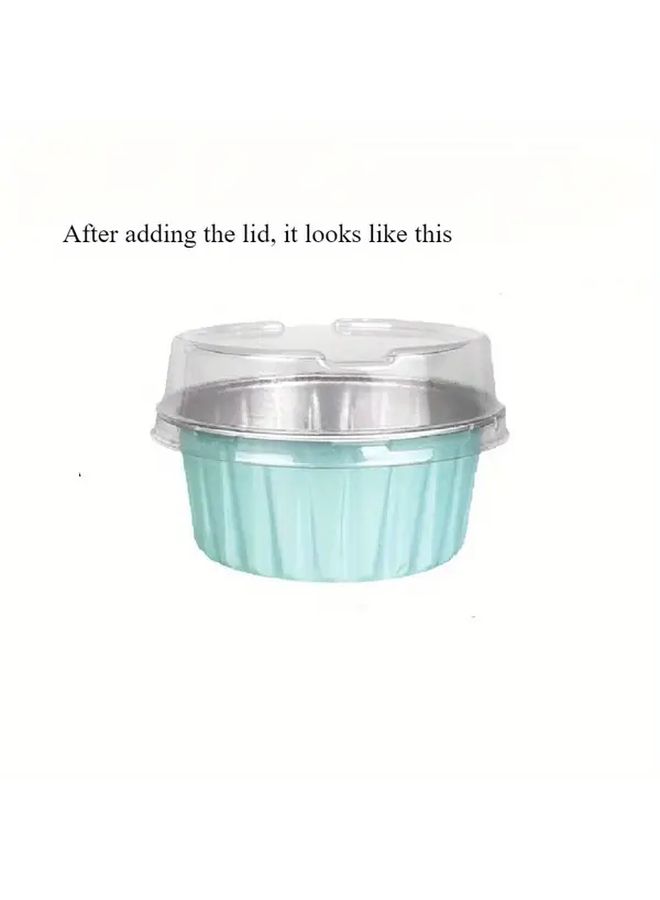 50pcs Golden Disposable Aluminum Foil Bowls With 50 Lids For Baking Air Fryer Oven Steamer Microwave Dessert Egg Tart Pudding Cake Bread - Image 5