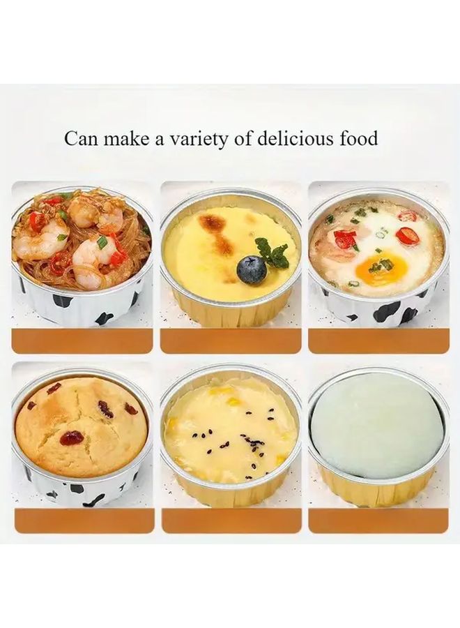 50pcs Golden Disposable Aluminum Foil Bowls With 50 Lids For Baking Air Fryer Oven Steamer Microwave Dessert Egg Tart Pudding Cake Bread - Image 3