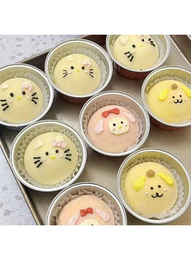 50pcs Golden Disposable Aluminum Foil Bowls With 50 Lids For Baking Air Fryer Oven Steamer Microwave Dessert Egg Tart Pudding Cake Bread - Image 1