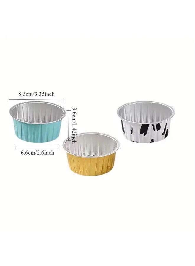 50pcs Golden Disposable Aluminum Foil Bowls With 50 Lids For Baking Air Fryer Oven Steamer Microwave Dessert Egg Tart Pudding Cake Bread - Image 4