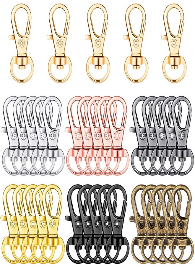 Hotop 35 Pieces Swivel Clasps Lanyard Snap Hooks Swivel Snap Hooks Metal Keychain Clip Hooks Lobster Claw Clasps for Keychain Key Ring Crafts (White K, Gold, KC Gold, Rose, Bronze, Black, Deep Black) - Image 1