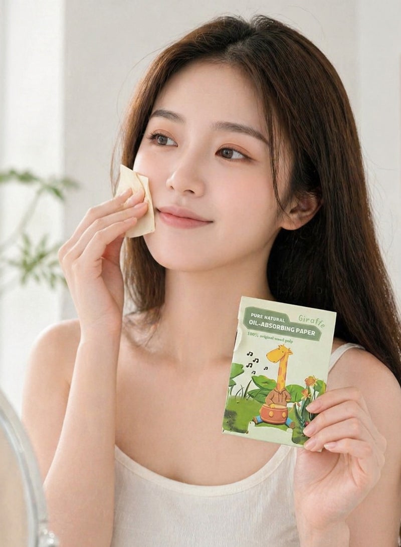 Giraffe-shaped oil-absorbing wipes for the face - Instant removal of oil and shine - Lightweight and easy to use - (100 pieces inside the pack) - Image 4