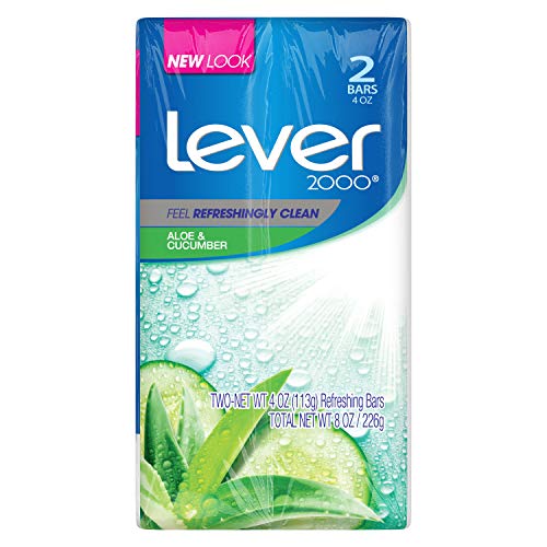 Lever 2000 Bar Soap, Aloe & Cucumber, 4 Ounce (Pack of 2) - Image 1