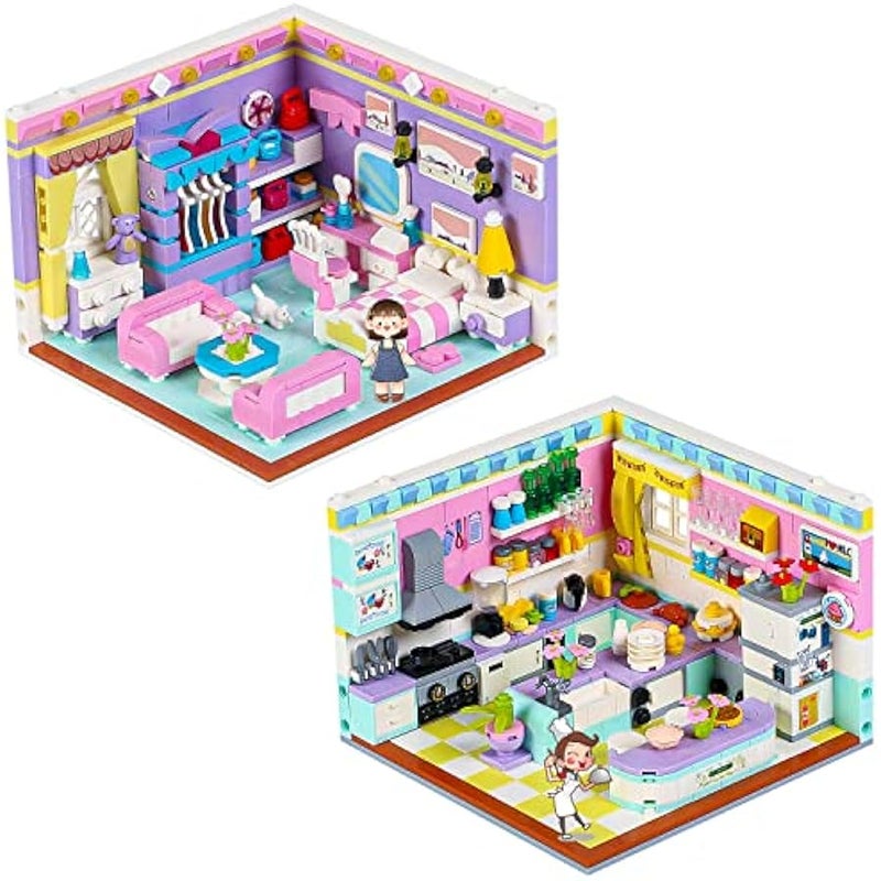 Friends House Building Block, Girls Mini Kitchen Bedroom Friendship Duplex Apartment Creative Playhouse Bricks Kit 2 Sets Birthday Gifts for Adults Old Kids Daughter Teens 8-12 6-12 7-9 - Image 1