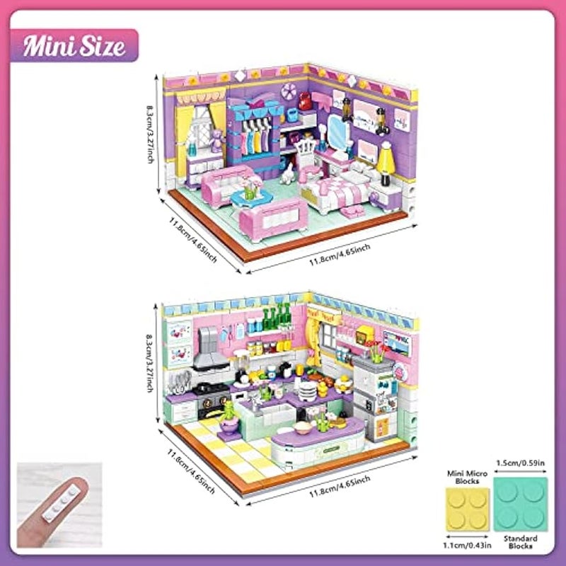 Friends House Building Block, Girls Mini Kitchen Bedroom Friendship Duplex Apartment Creative Playhouse Bricks Kit 2 Sets Birthday Gifts for Adults Old Kids Daughter Teens 8-12 6-12 7-9 - Image 5