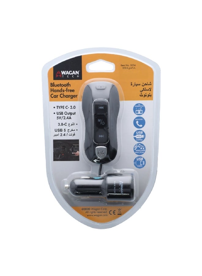 WAGAN 5V/2.4A Slim and Sleek Design Portable Hands-Free Bluetooth Car Charger Black 2056 - Image 2