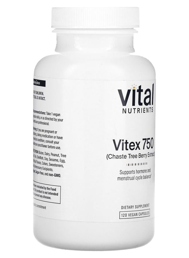 Vital Nutrients Vitex 750 750 mg 120 Vegan Capsules - Image 2