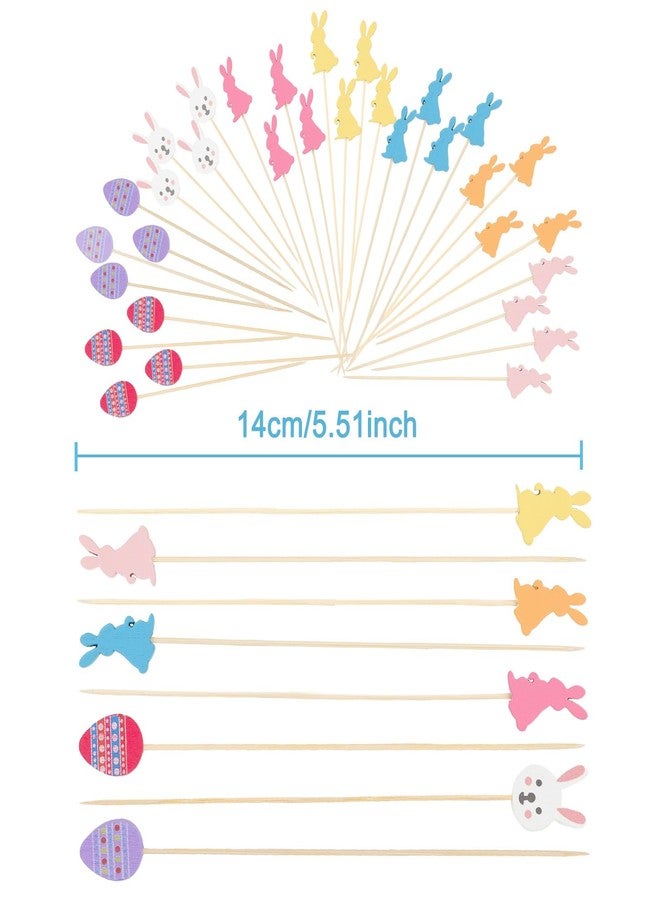 SANNIX 120 PCS Easter Toothpicks 5.5 Inch Easter Cocktail Picks Easter Egg Rabbit Decorative Toothpick for Appetizer Cake Dessert Food Fruit Sticks Skewers Easter Party Decorations - Image 4