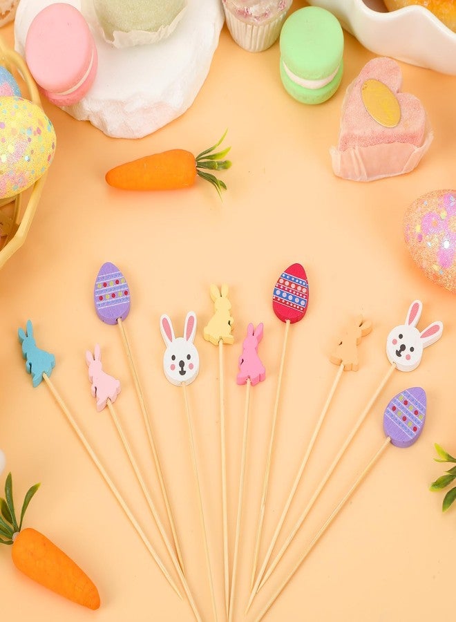 SANNIX 120 PCS Easter Toothpicks 5.5 Inch Easter Cocktail Picks Easter Egg Rabbit Decorative Toothpick for Appetizer Cake Dessert Food Fruit Sticks Skewers Easter Party Decorations - Image 2
