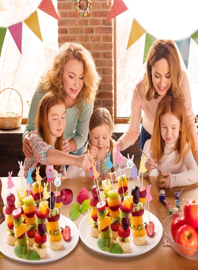 SANNIX 120 PCS Easter Toothpicks 5.5 Inch Easter Cocktail Picks Easter Egg Rabbit Decorative Toothpick for Appetizer Cake Dessert Food Fruit Sticks Skewers Easter Party Decorations - Image 5