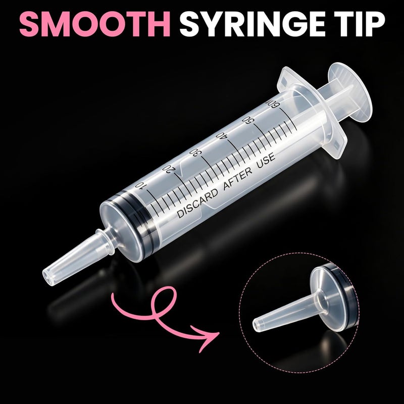 TENKAIWICK 18 PCS 60ml Oral Syringe With Cap, Plastic Syringes without Needle for Medicine Dropper, Feeding Pets, Liquid Measuring, Handicrafts, Individually Sealed, Luer Slip Storage burden minimized build - Image 5
