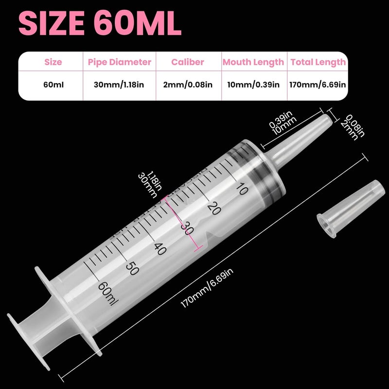 TENKAIWICK 18 PCS 60ml Oral Syringe With Cap, Plastic Syringes without Needle for Medicine Dropper, Feeding Pets, Liquid Measuring, Handicrafts, Individually Sealed, Luer Slip Storage burden minimized build - Image 2