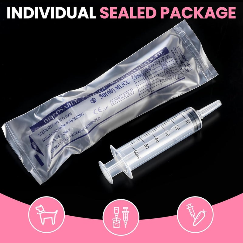 TENKAIWICK 18 PCS 60ml Oral Syringe With Cap, Plastic Syringes without Needle for Medicine Dropper, Feeding Pets, Liquid Measuring, Handicrafts, Individually Sealed, Luer Slip Storage burden minimized build - Image 4
