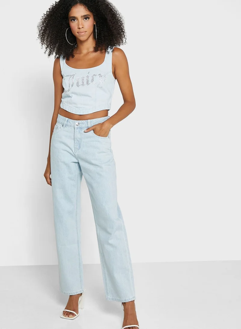 Juicy Couture Logo Denim Crop Top
