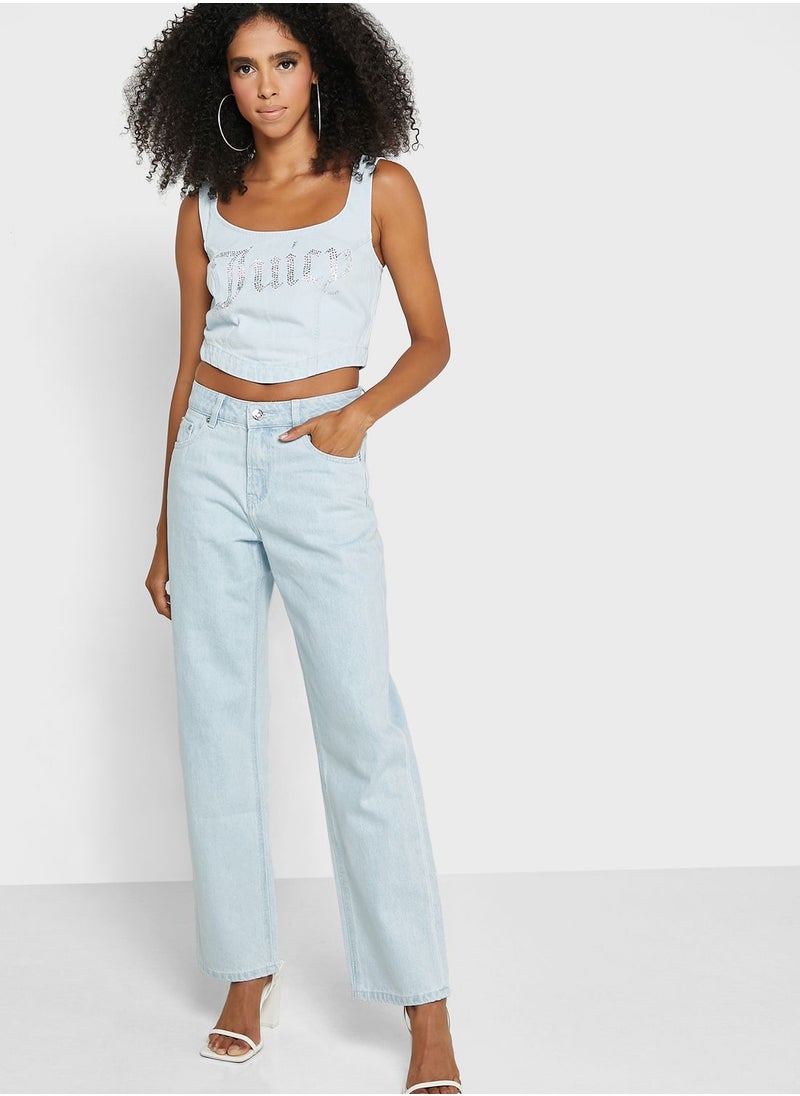 Juicy Couture - Logo Denim Crop Top - Image 1